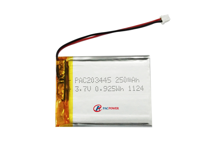 2mm thickness li-polymer battery 250mAh 3.7v for electronic products