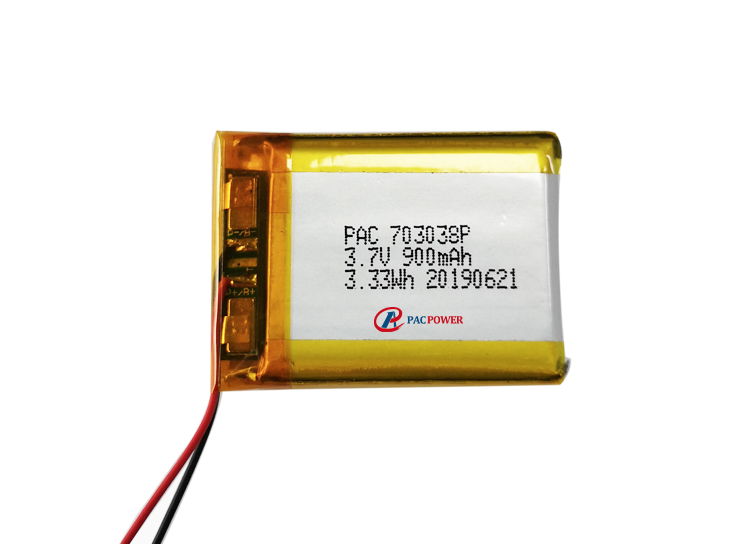 3.7V 900mAh Li-ion Polymer Battery Pack 703038 avec protection